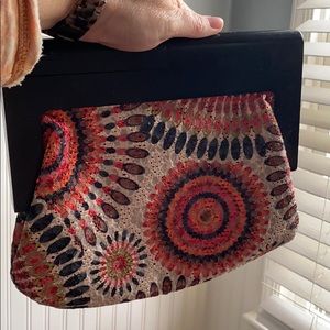 Vintage Inspired Tapestry Bag - Wooden Handle